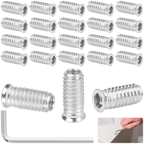 CONJURAIDE 20 Stück Einschraubmutter M8, M8x30mm Gewindeeinsatz Holz Einschraubmuttern Einschraubmuffen Gewindeeinsatz mit Sechskantschlüssel Einschlagmutter Gewindehülse Gewindehülsen für Holzmöbel von CONJURAIDE