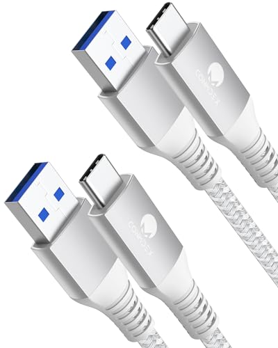 CONMDEX 2 Stück USB C Schnellladekabel 10Gbit/s Daten USB A Android Auto Kabel QC3.0 3.1A Schnell ladegerät Datenübertragungs USB3.1 Gen2 für Samsung S23/S22 Note20 Z Flip 5 Pixel 8 Pro 1M Silber CONMDEX 2 Stück USB C Schnellladekabel 10Gbit/s Daten USB A Android Auto Kabel QC3.0 3.1A Schnell ladegerät Datenübertragungs USB3.1 Gen2 für Samsung S23/S22 Note20 Z Flip 5 Pixel 8 Pro 1M Silber von CONMDEX