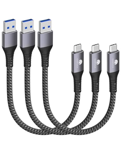 CONMDEX USB C Kabel Kurz 50cm/0.5M [3Stück] 10Gbps USB3.1 Gen2 Datenkabel Typ C Android Auto QC3.0 3.1A USB A auf C Schnellladegerät für Samsung Note20 S24/S23/S22 Galaxy Z Flip5 Tab S9 Pixel 8 von CONMDEX