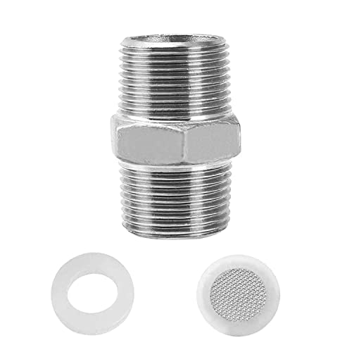 CONNECTION 1/2" Doppelnippel Gewindefitting Edelstahl Doppelnippel Verchromt Brauseschlauch Verlängerung mit 1 Stücke Filter Element und 1 Stücke Dichtungen von CONNECTION