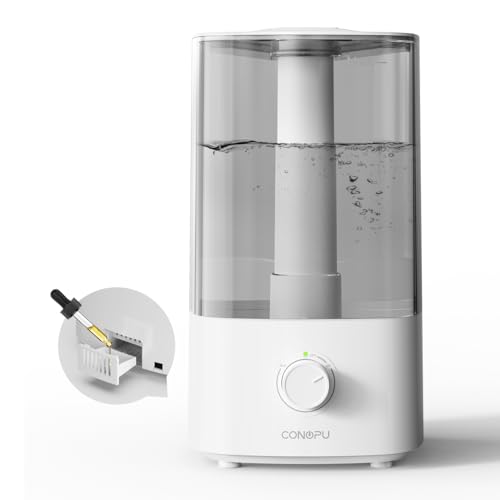CONOPU Luftbefeuchter, 4L Luftbefeuchter Schlafzimmer für Große Räume, 30h Aroma Diffuser für Schlafzimmer Kinderzimmer Pflanzen 300ml/h, Weiß von CONOPU