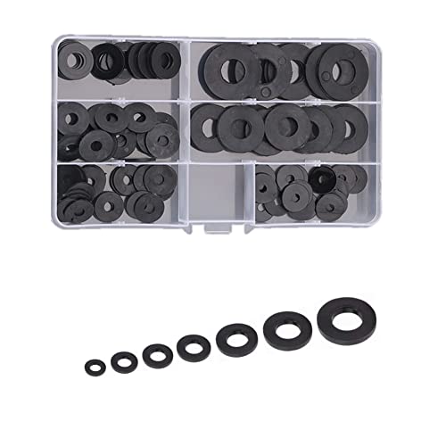 CONPHERON 110 Stück Unterlegscheiben Set Kunststoff Beilagscheiben Schwarz Nylon Isolierscheiben Flach Unterlegscheiben für Schrauben Befestigung (M3 M4 M5 M6 M8 M10 M12) von CONPHERON