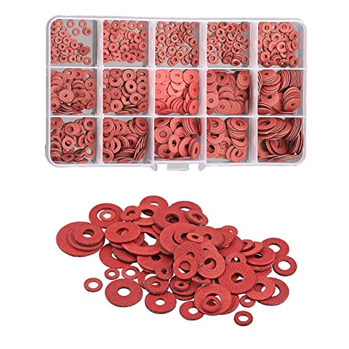 CONPHERON 690 Stück Rot Stahl Papierfaser Flache Unterlegscheiben Set Isolationswascher Fiber Washer Sortiment Kit M2 M3 M4 M5 M6 M8 von CONPHERON