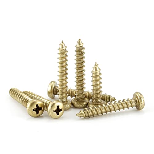 CONPHERON Messing Selbstschneidende Schrauben Rundkopf Blechschrauben Rundkopf-Phillips-Holzschrauben M4x12mm, 20 Stück von CONPHERON