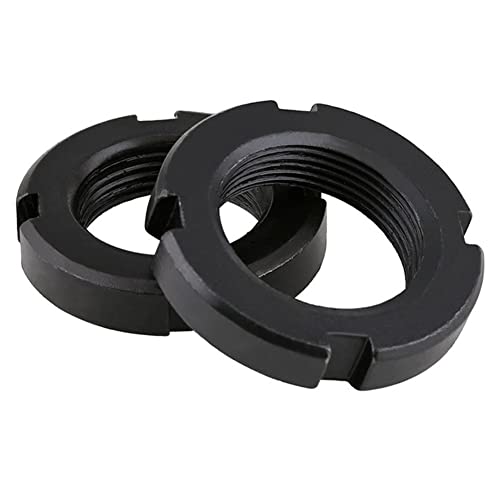 CONPHERON Muttern mit Schlitz, Vier-Schlitzmuttern, Kohlenstoffstahl, Schwarz Verzinkt, M27x1.5mm, 2 Stück von CONPHERON