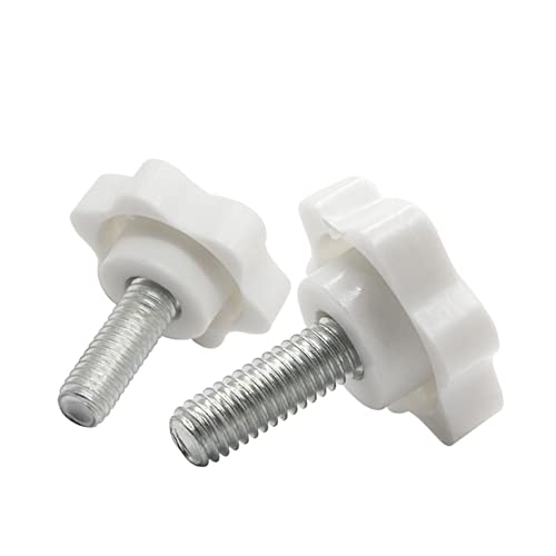 CONPHERON Sterngriffschraube Klemmknopf M6x25mm Gewinde Sternschraube Kunststoff Sternkopf Flügelschrauben 32mm Griffe Weiß (10 Packung) von CONPHERON