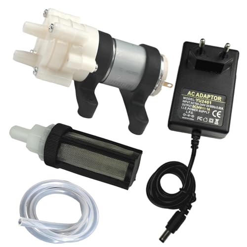 CONQUERALL 385 Wasserpumpe DC 24V Membranpumpe Set Filterschlauch mit Stromversorgung für Teetisch von CONQUERALL