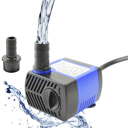 Conquerall CHA-280 100GPH 400L/H AC Tauchpumpe 5W Mini pumpe 2.13ft High Lift für Fischbecken, Aquarien, Tischbrunnen, Innen- und Außenteiche, Hydroponische Systeme und Haustierbrunnen von CONQUERALL