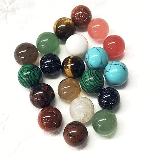 20 Stück natürliche Mineralsteine ​​​​Kristallkugel Tigerauge Achate Kugelperlen ohne Loch Perlen for die Herstellung von Kristallheilschmuck (Color : Random 20pcs, Size : 12mm) von CONROS