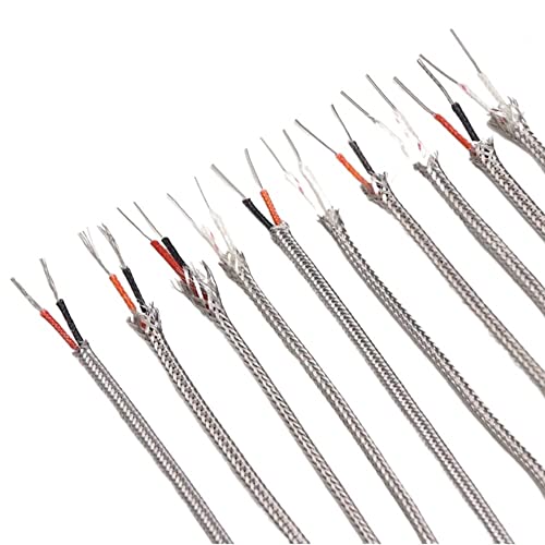 K2x0.4 Typ K Abgeschirmtes geflochtenes Kabel Thermoelement-Drahtschirm Fasergeflecht Isoliertes Hochtemperatursensor-Kompensationskabel (Color : K2x0.5mm Precision, Size : 3 Meter) von CONROS