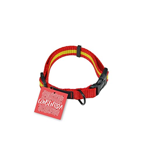 Großes Hundehalsband T4-45 - 70 x 2,5 cm - Hergestellt aus Nylon - Spanisches Flaggendesign - Größe XL - Sehr widerstandsfähig und bequem - Hundezubehör - Consentida von Consentida