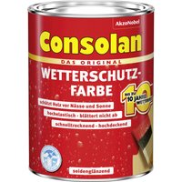 Consolan - Wetterschutz-Farbe Holz 2,5 l schwedenrot Holzdeckfarbe deckend von CONSOLAN