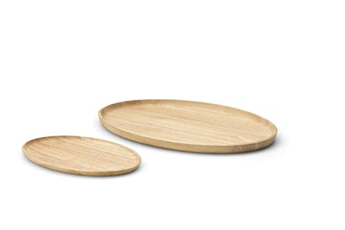 Continenta ovales Serviertablett aus Gummibaumholz, Holz-Servierschale, Brotzeitplatte mit erhöhtem Rand, Größe: 36,5 x 25 x 2 cm, 1 Stück von CONTINENTA