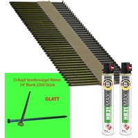 Contoo - HB43 Streifennagel 3,1x90 2200 Stk D-Kopf gl + 2x Gas HB31 von CONTOO