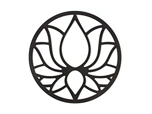 CONTRAXT Lotusblume deko wanddeko holz. Lotusblüte deko wanddeko deko lotus flower bild deko wand holz Vintage Garten deko Meditation zubehör 3d Mandala wandbild Nicht-Metall (Lotusblume, Schwarz) von CONTRAXT
