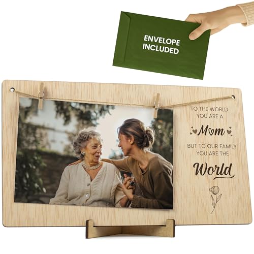 CONTRAXT Photo Frame Mama Mother's Day. Frame to hang photos with natural wood clips gift ideas original details for mom postcard mother's day new wonderful original (Mother EN) von CONTRAXT