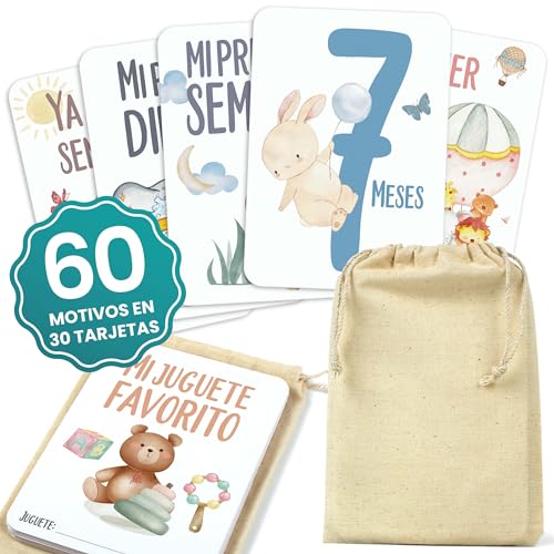 CONTRAXT Tarjetas cumple meses bebe español. Bonitas cumple mes bebe meses Regalos originales cumplemes bebes español cosas bebes recien nacidos futura mamá Milestone baby cards (Español) von CONTRAXT