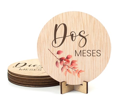 CONTRAXT Tarjetas cumple meses bebe madera español. Carteles tarjetas cumplemeses bebe primer año español Regalos originales padres primerizos bebes recien nacidos (Meses) von CONTRAXT