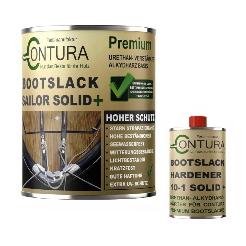 Contura 2K Bootslack Farbig Yacht Buntlack Metall Holz GFK Boot Seidenmatt 1,1 Liter Türkisblau RAL 5018 Analog von CONTURA