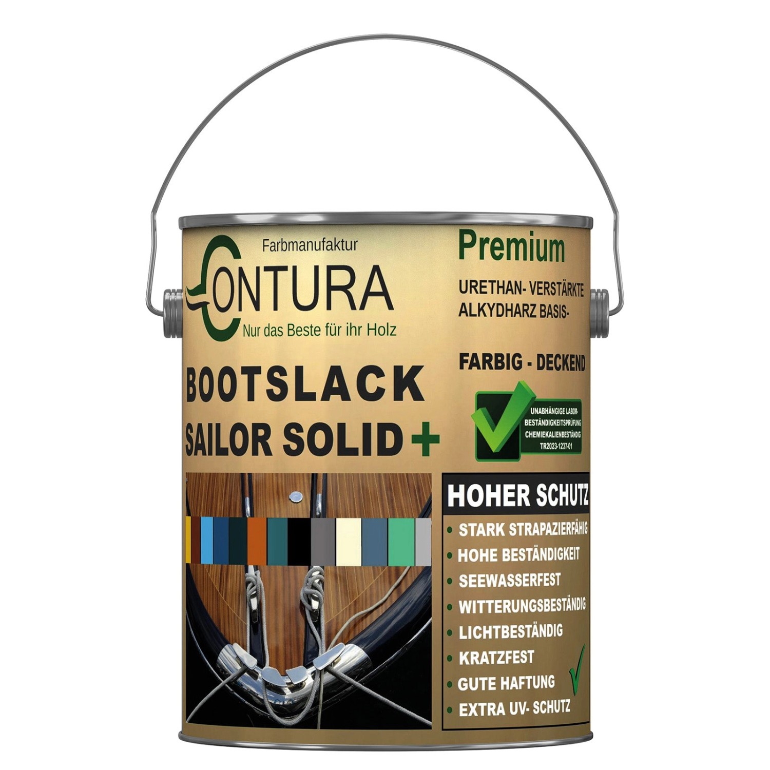 Contura Bootslack Farbig Yacht Buntlack Metall Holz GFK Boot Seidenmatt 2,5 Liter Mittelblau RAL 5012 Analog von CONTURA