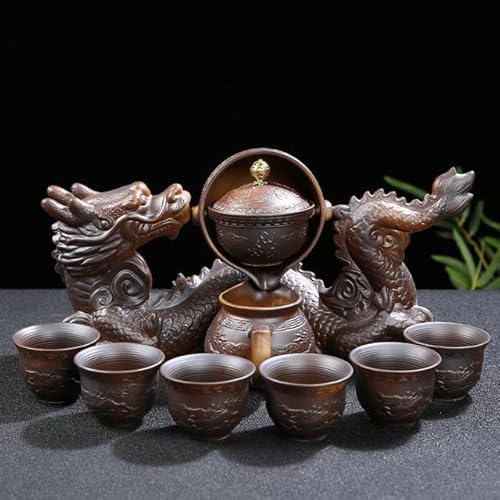 CONVOW 1 Set Semi-Automatic Tea Set Chinese Style Ceramic Ceramic Kungfu Teapot Living Room Office Tea Maker von CONVOW