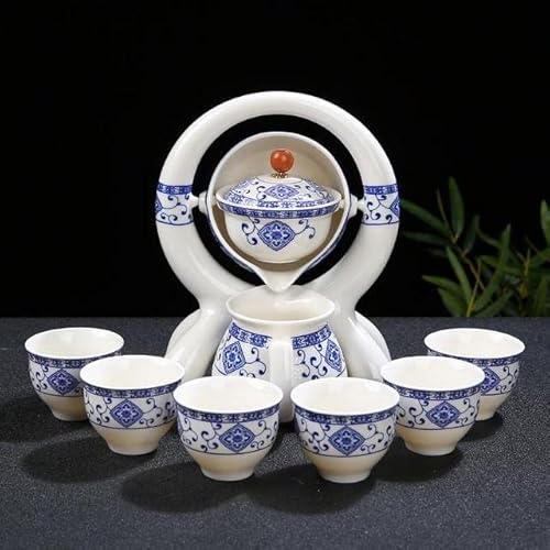 CONVOW 1 Set Semi-Automatic Tea Set Chinese Style Ceramic Ceramic Kungfu Teapot Living Room Office Tea Maker von CONVOW