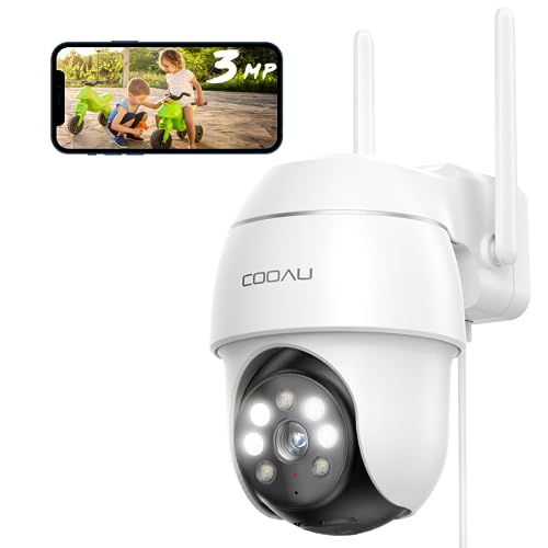 COOAU 2K Überwachungskamera Aussen WLAN,355°/90°Schwenkbar IP Kamera Outdoor mit Mensch Bewegungsmelder, Automatische Verfolgung,24/7 Aufnahme, Farbige Nachtsicht, IP66, 2-Wege-Audio von COOAU