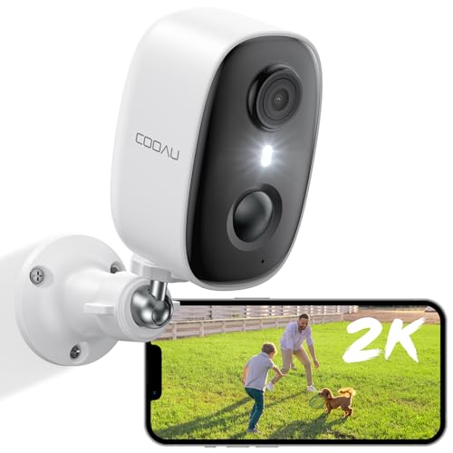 COOAU Upgraded 2K Überwachungskamera WLAN Aussen/Innen, Akku Kabellos Wiederaufladbare IP Kamera mit PIR-Bewegungserkennung, Lange Zeit Standby mit Nachtsicht in Farbe und 2 Wege Audio, IP65 von COOAU
