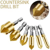 1/4'' Hochgeschwindigkeitsstahl-Sechskant-Senkbohrer-Set, 6-teiliges Baban 5-Klingen-Anfasmesser, 90°-Körnerwerkzeug mit Titanbeschichtung 1/4'' Hochgeschwindigkeitsstahl-Sechskant-Senkbohrer-Set, 6-teiliges Baban 5-Klingen-Anfasmesser, 90°-Körnerwerkzeug mit Titanbeschichtung von COOCHEER