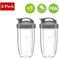 2er-Pack Ersatzteile, kompatibel mit Nutribullet 600 W/900 w, 2 x 32-Unzen-Becher mit Klappdeckel, kompatibel mit Nutribullet High-Speed-Entsafter von COOCHEER