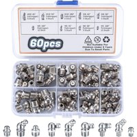 Coocheer - 60-teiliges Schmiernippel-Sortiment, Gewinde-Schmiernippel, M6 M8 M10-Schmiernippel, Außengewinde-Armaturen, gerade/45°/90°-Schmiernippel von COOCHEER