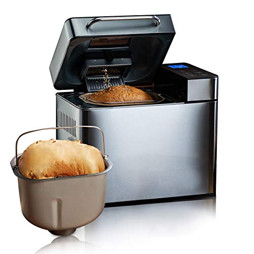 COOCHEER Brotbackmaschine mit 19 voreingestellten Programmen aus Edelstahl, Maschine für Brot und Süßigkeiten, Kapazität 500-1000 g von COOCHEER