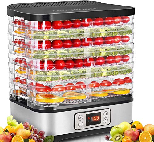 COOCHEER Dörrautomat Dehydrator Dörrapparat mit Temperaturregelung, 8 Etagen abnehmbare Dörrgerät, Temperaturregelung 35-70℃ für Fleisch, Fleisch, Früchte, Gemüse und Nüsse, 400W, BPA-frei von COOCHEER