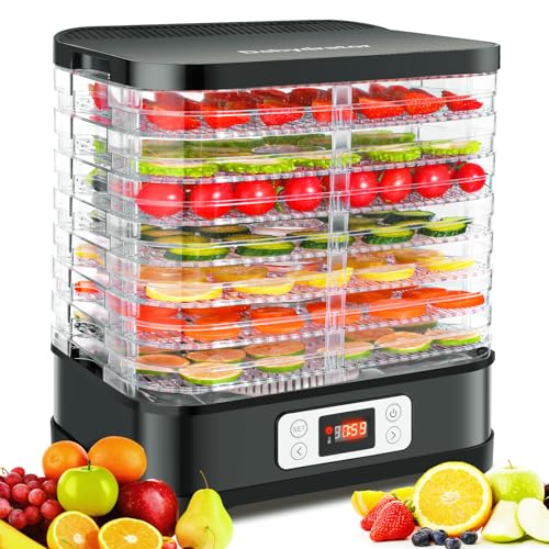 COOCHEER Dörrautomat Dehydrator Dörrapparat mit Temperaturregelung, 8 Etagen abnehmbare Dörrgerät, Temperaturregelung 35-70℃ für Fleisch, Fleisch, Früchte, Gemüse und Nüsse, 400W, Edelstahl von COOCHEER