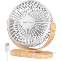 Leiser USB-Tischventilator, tragbarer Tischventilator mit 3 Geschwindigkeiten, 360° verstellbarer Dual-Mini-Ventilator für Zuhause, Büro, Schule und von COOCHEER