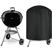 Runde, wasserdichte Grillabdeckung, ideal für Weber Char-Grill, Akorn, Kamado-Grills usw. (Schwarz) von COOCHEER
