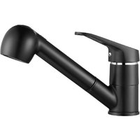 Schwarzer Küchenhahn mit ausziehbarer Brause, 360°-Spültischmischbatterie aus Messing, Einlochmontage, Warm- und Kaltwasser, für Küchenspüle oder Schwarzer Küchenhahn mit ausziehbarer Brause, 360°-Spültischmischbatterie aus Messing, Einlochmontage, Warm- und Kaltwasser, für Küchenspüle oder von COOCHEER