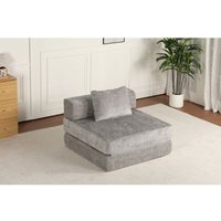 Klappbares Schlafsofa/Bodensofa, rahmenloses Modulsofa, Chenille-Stoff, geeignet für Wohn- und Schlafzimmer, hellgrau von COOCHEER