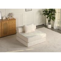 Klappbares Schlafsofa/Bodensofa, rahmenloses Modulsofa, Chenille-Stoff, geeignet für Wohn- und Schlafzimmer, weiß von COOCHEER
