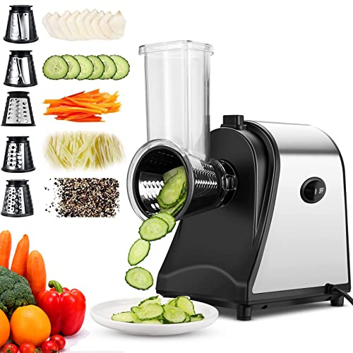Profi Gemüsehobel Elektrisch 250W, 5-in-1 Edelstahl Gemüseschneider Küchenreibe mit 5 Schneidetrommeln für Obst, Gemüse, Käse und täglichen Gebrauch Profi Gemüsehobel Elektrisch 250W, 5-in-1 Edelstahl Gemüseschneider Küchenreibe mit 5 Schneidetrommeln für Obst, Gemüse, Käse und täglichen Gebrauch von COOCHEER