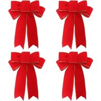 Schleifen-Packung mit 4 Stück, Weihnachtsdeko große rote Schleife, große Schleife, Haustür- und Kamintür-Dekoration, Girlande von COOCHEER