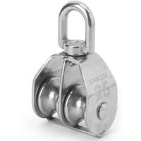 Seilrolle, 304 Edelstahlrolle, Edelstahlrolle, Silber,Extrem starke Tragfähigkeit/25 mm Doppelrolle Seilrolle, 304 Edelstahlrolle, Edelstahlrolle, Silber,Extrem starke Tragfähigkeit/25 mm Doppelrolle von COOCHEER