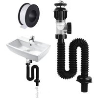 Siphon Waschbecken Kit, Waschbecken Ablaufgarnitur mit 15M Wasserfestes Klebeband, Raumsparsiphon Küchenspüle Badezimmer Abfluss Kit für von COOCHEER