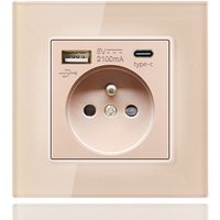 Typ-C+USB16A Typ 86 Französisches Steckdosenfeld, Anzahl der Steckdosen: 2 Löcher, Anzahl der USB-Anschlüsse: 1, Anzahl der Typ-C-Anschlüsse: 1, von Elle