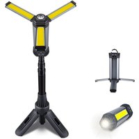 Wiederaufladbare Arbeitsleuchte mit Halterung, kabellose Arbeitsleuchte mit dreiköpfigen COB-LED-Lampen, mechanische Leuchte mit 6000-mAh-Akku, von COOCHEER