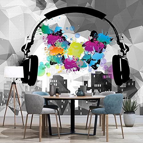 Benutzerdefinierte 3D-Fototapete für Headset-Musik-Mode-Graffiti-Kunst-Plakat-Wandmalerei-Wohnzimmer-Hintergrund,200 * 140cm von COOGER