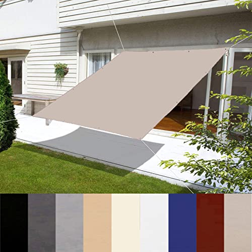 Sonnensegel 160x180cm Wasserdicht UV-beständig Windschutz Tarp Windschutz mit Ösen und Befestigungsseile für Garten Balkon, Terrasse, Ausflug, Picknick Taupe von COOHEM