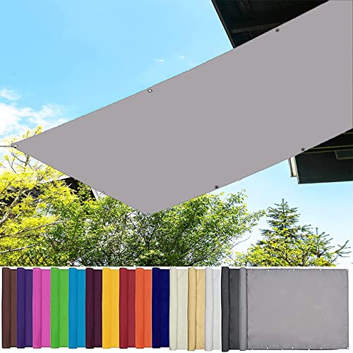 Sun Sonnensegel 2 x 7 m Rechteckig Polyester Balkonsegel Terrasse Garten inkl Befestigungsseile für Garten Balkon und Terrasse, Hellgrau von COOHEM