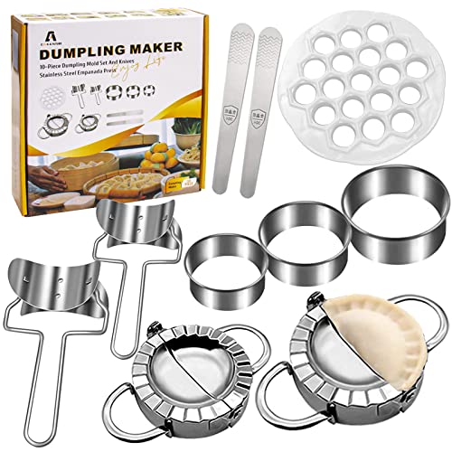 Dumpling Maker, COOK A FUTURE 10-Piece Dumpling Mold Set And Knives Stainless Steel Empanada Press, Diy Chinese Dumpling Pie Wonton Pie Stamper Kitchen Accessories von COOK A FUTURE