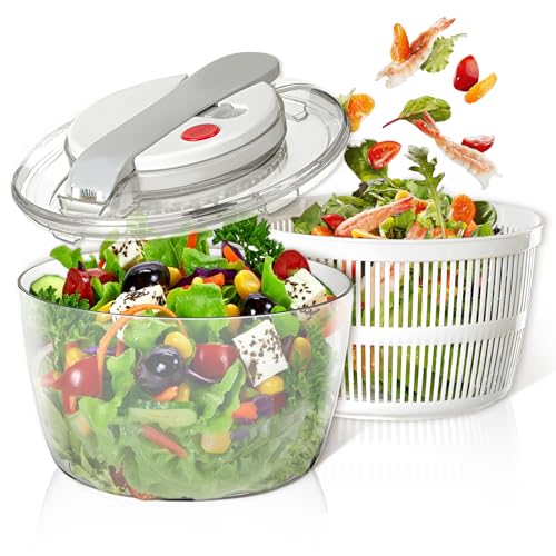 Salatschleuder,Pressentyp Gemüse- und Obsttrockner,Salad Dryer Mixer with Bowl & Colander,Trocknet Wasser schnell,zum Waschen und Trocknen von Blattgemüse von COOK A FUTURE